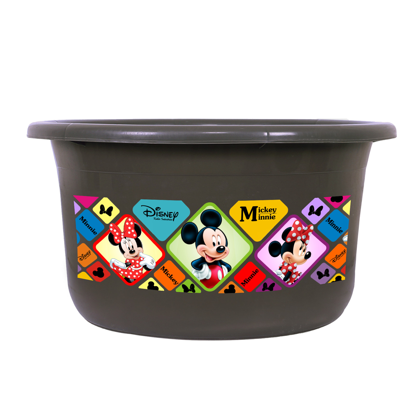 Kuber Industries Disney Check Bath Tub | Versatile Utility Gaint Tub | Plastic Bath Tub for Baby | Clothes Washing Tub For Bathroom | Feeding Pan Tub | TUB-25 LTR | Gray