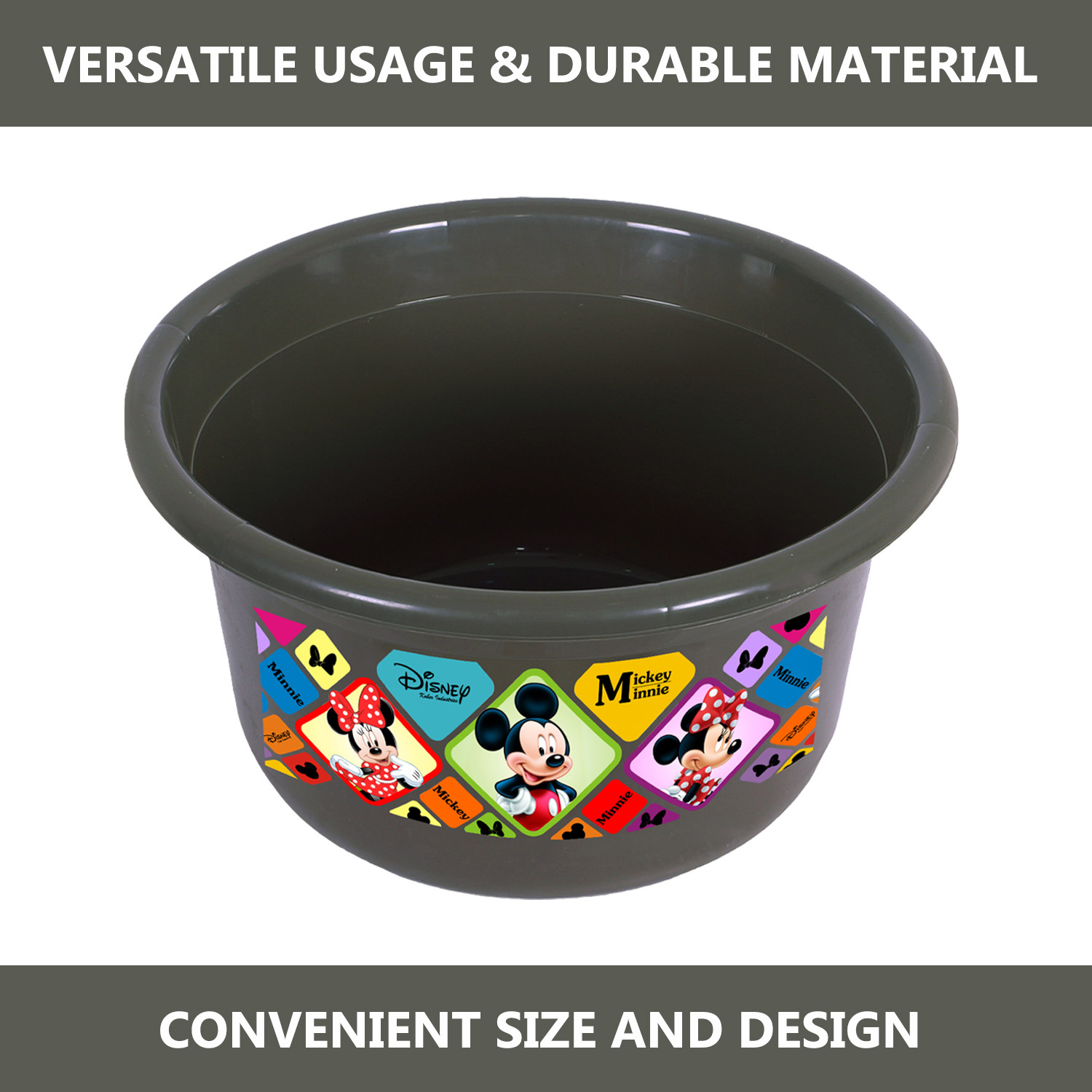 Kuber Industries Disney Check Bath Tub | Versatile Utility Gaint Tub | Plastic Bath Tub for Baby | Clothes Washing Tub For Bathroom | Feeding Pan Tub | TUB-25 LTR | Gray