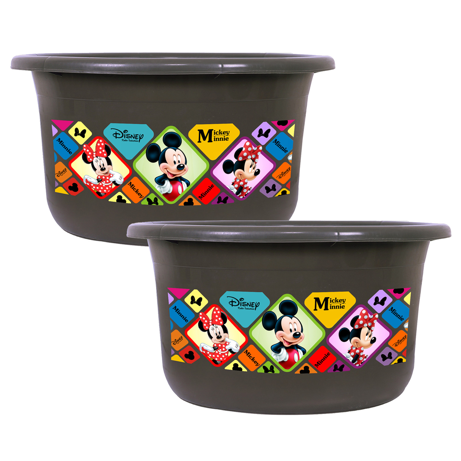Kuber Industries Disney Check Bath Tub | Versatile Utility Gaint Tub | Plastic Bath Tub for Baby | Clothes Washing Tub For Bathroom | Feeding Pan Tub | TUB-25 LTR | Gray