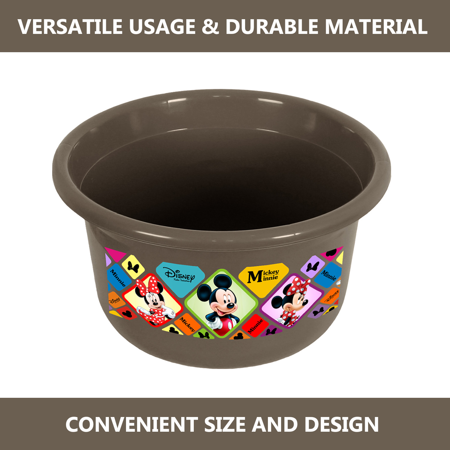 Kuber Industries Disney Check Bath Tub | Versatile Utility Gaint Tub | Plastic Bath Tub for Baby | Clothes Washing Tub For Bathroom | Feeding Pan Tub | TUB-25 LTR | Brown