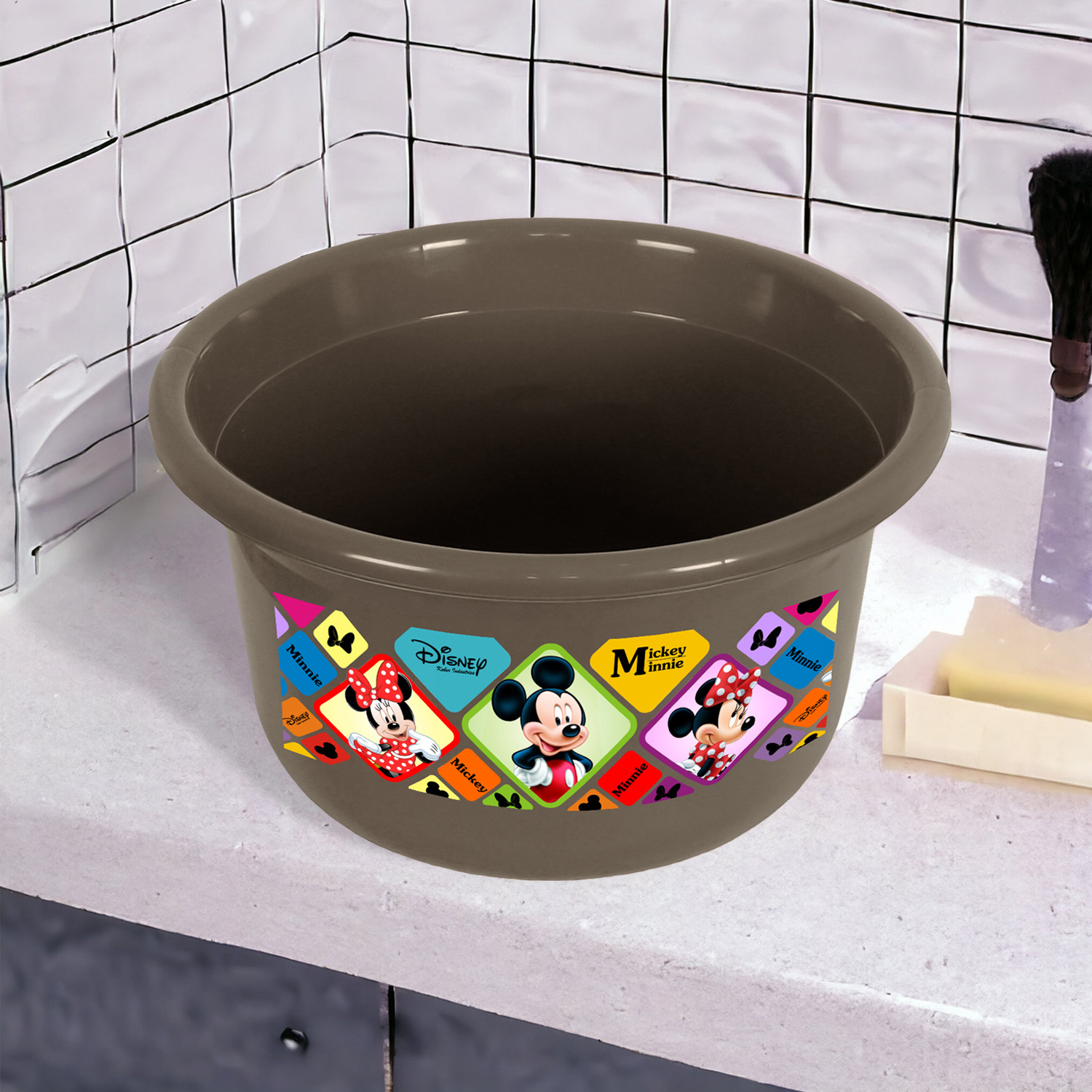 Kuber Industries Disney Check Bath Tub | Versatile Utility Gaint Tub | Plastic Bath Tub for Baby | Clothes Washing Tub For Bathroom | Feeding Pan Tub | TUB-25 LTR | Brown