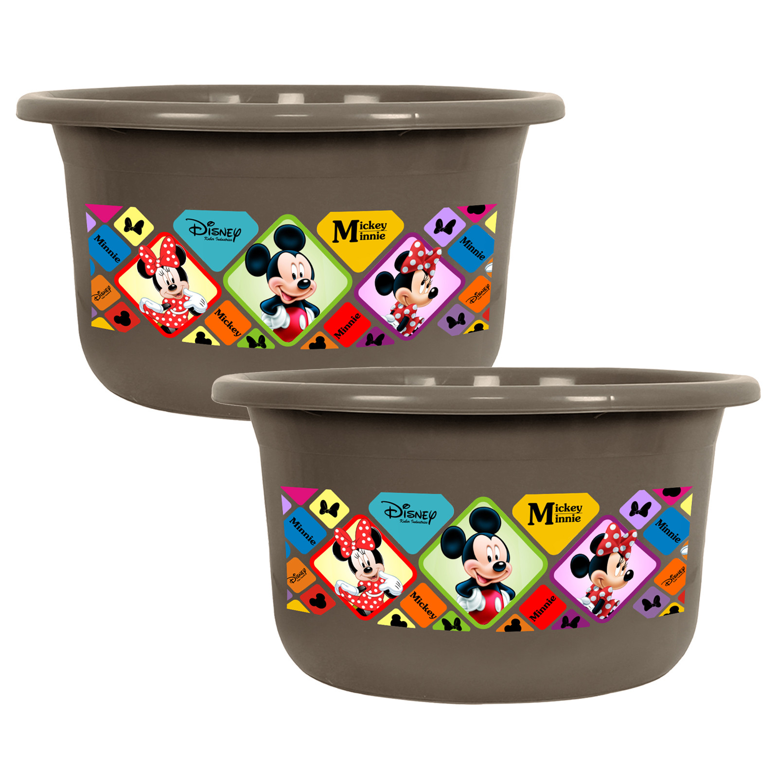 Kuber Industries Disney Check Bath Tub | Versatile Utility Gaint Tub | Plastic Bath Tub for Baby | Clothes Washing Tub For Bathroom | Feeding Pan Tub | TUB-25 LTR | Brown