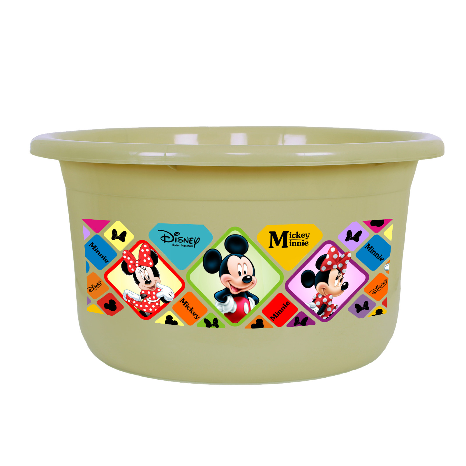 Kuber Industries Disney Check Bath Tub | Versatile Utility Gaint Tub | Plastic Bath Tub for Baby | Clothes Washing Tub For Bathroom | Feeding Pan Tub | TUB-25 LTR | Beige