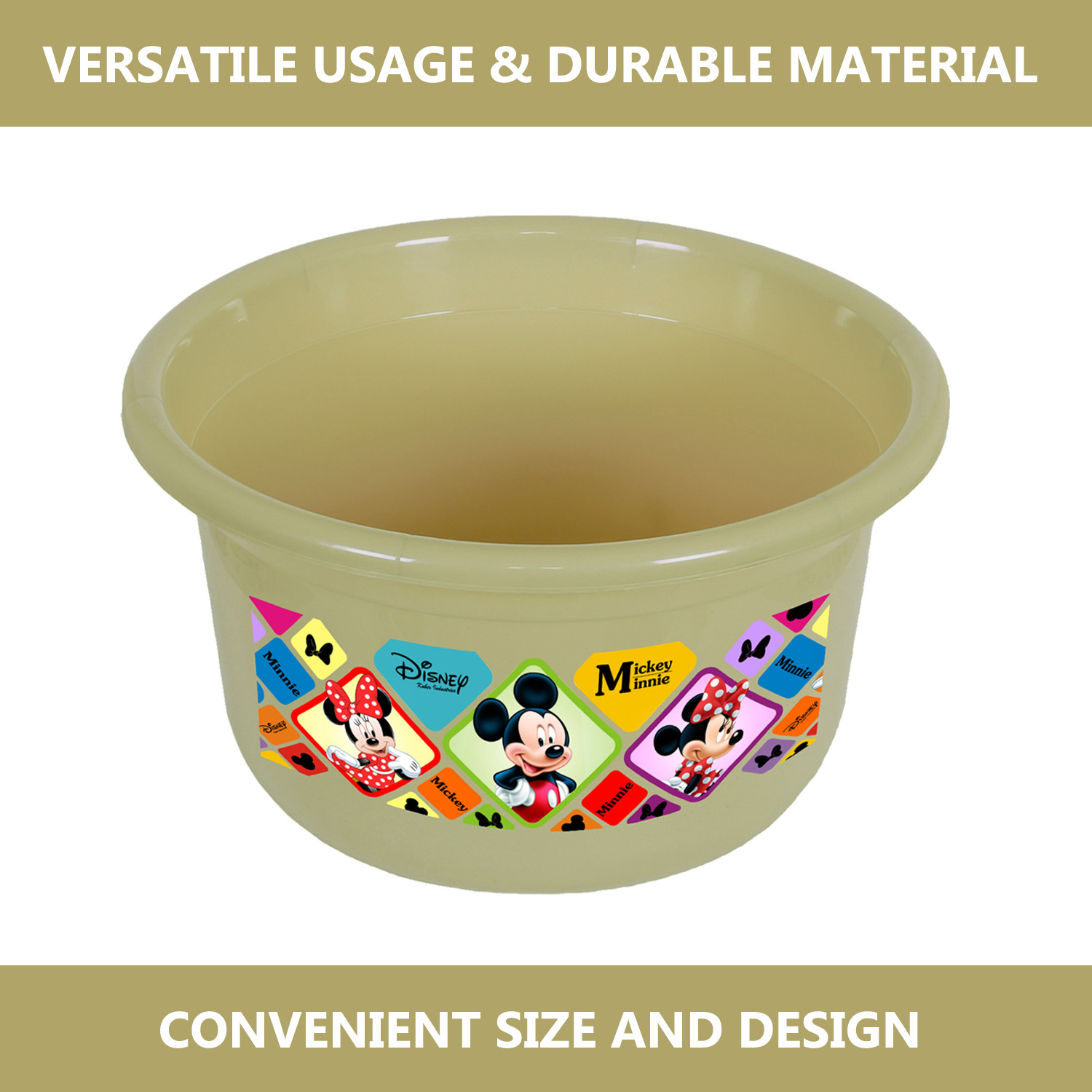 Kuber Industries Disney Check Bath Tub | Versatile Utility Gaint Tub | Plastic Bath Tub for Baby | Clothes Washing Tub For Bathroom | Feeding Pan Tub | TUB-25 LTR | Beige
