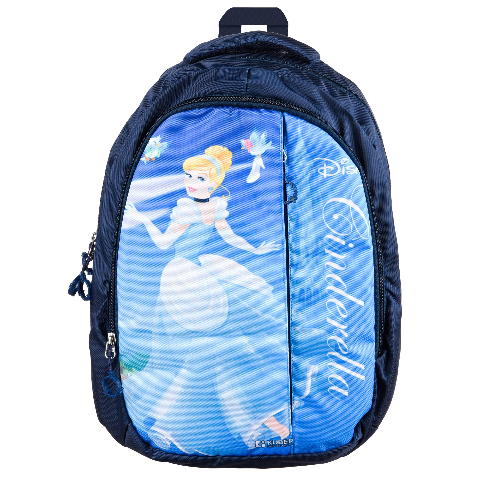 Kuber Industries Disney Cinderella School Bags  Kids School Bags  Collage Bookbag  Travel Backpack  School Bag for Girls  Boys  School Bag with 5 Compartments  Include Bag Cover  Blue