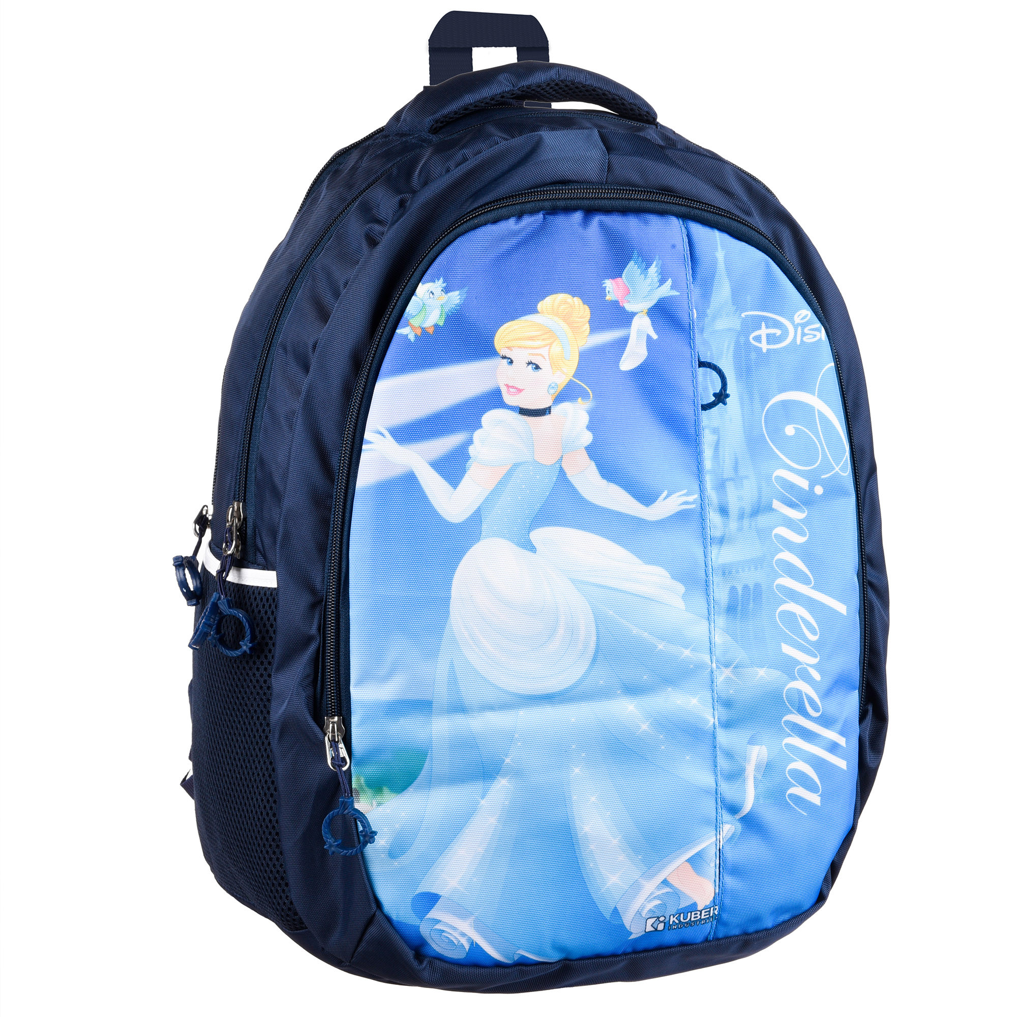 Kuber Industries Disney Cinderella School Bags | Kids School Bags | Collage Bookbag | Travel Backpack | School Bag for Girls & Boys | School Bag with 5 Compartments | Include Bag Cover | Blue