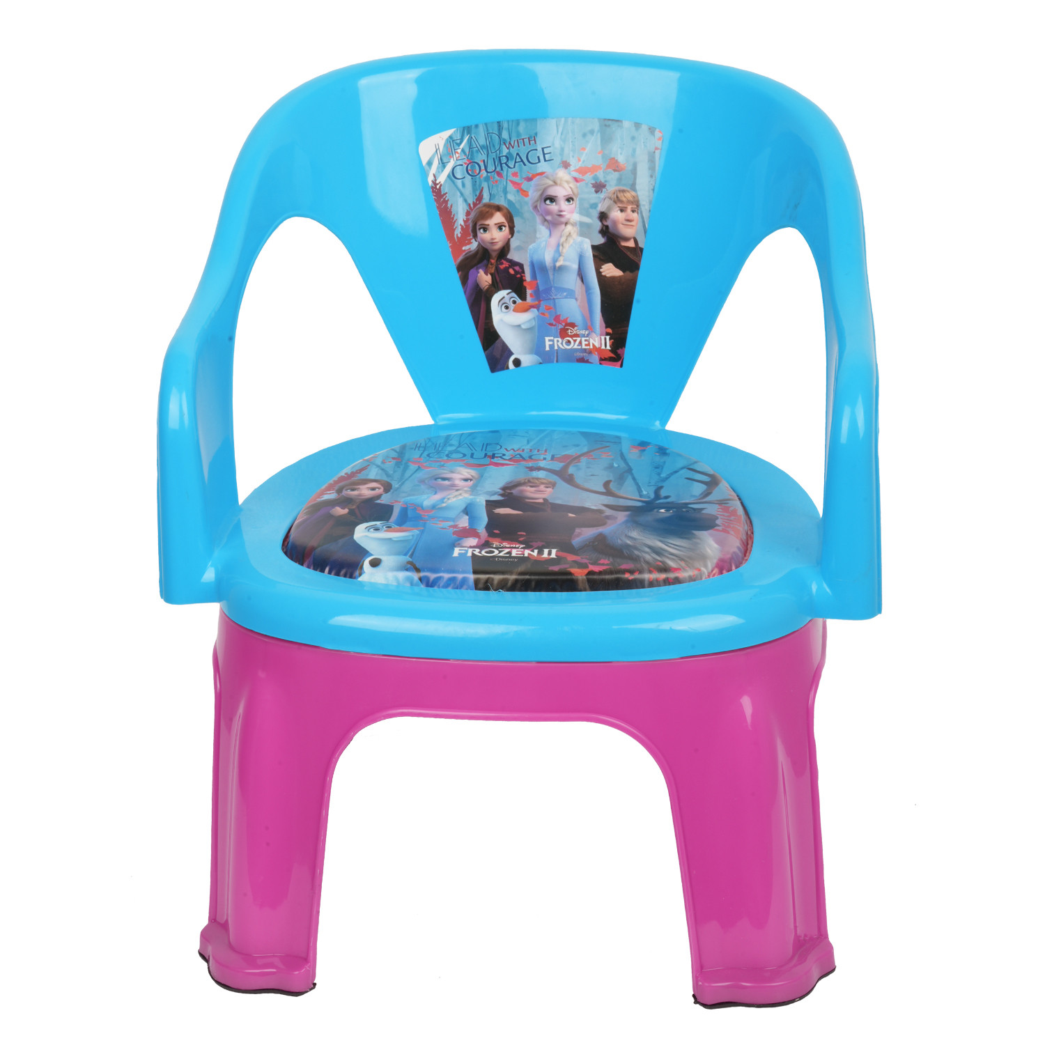 Kuber Industries Disney Frozen-II Kids Chair  Plastic Foldable Kids Chair  Chair for Kidsroom  School Study Stool  Baby Stool  Indoor or Outdoor Stool for Kids  Capacity 30 Kg  Sky Blue  Pink