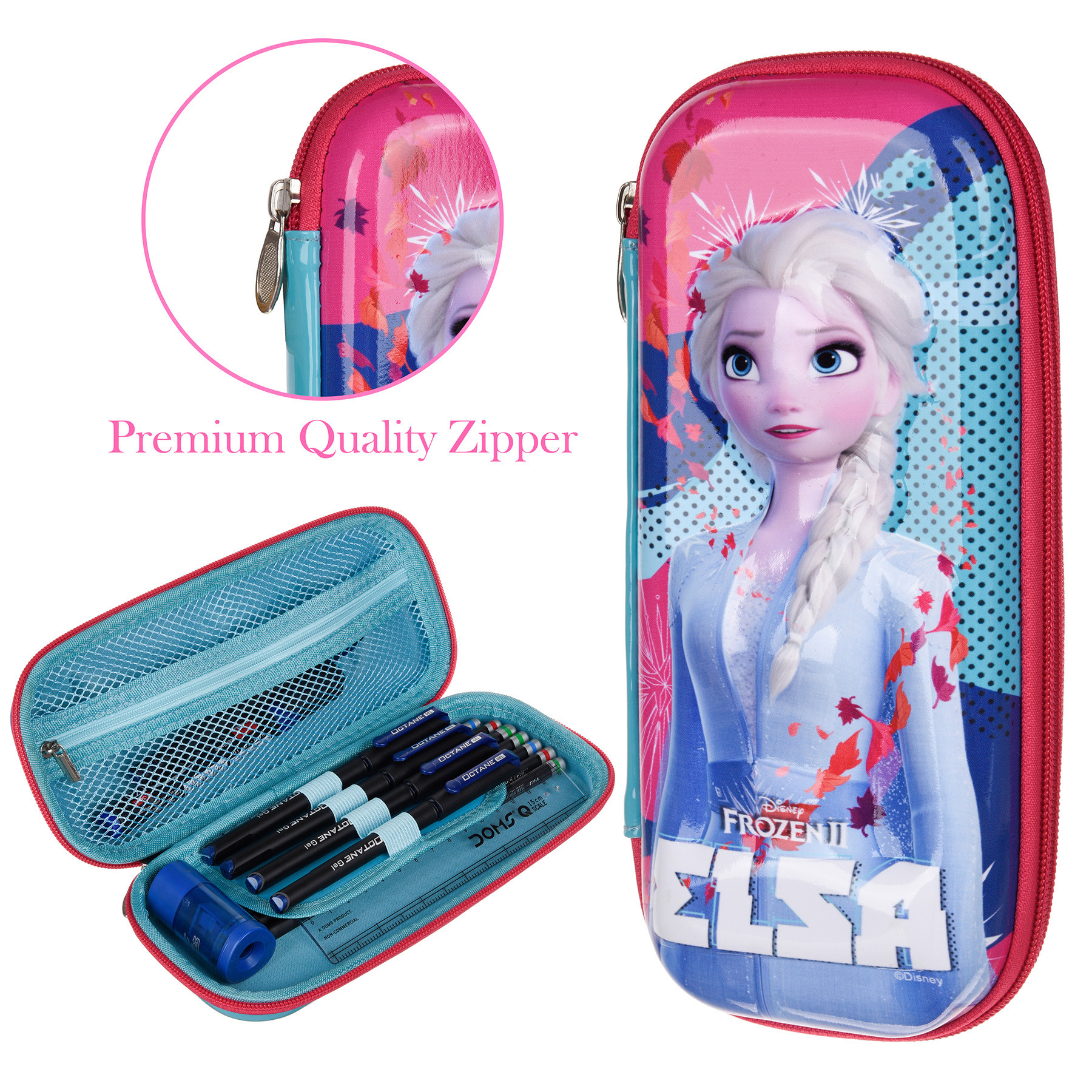 Kuber Industries Disney Frozen-II Pencil Pouch | School Pencil Case for Kids | Pen-Pencil Box for Kids | Geometry Box | Compass Box | School Stationery Supplies | Blue