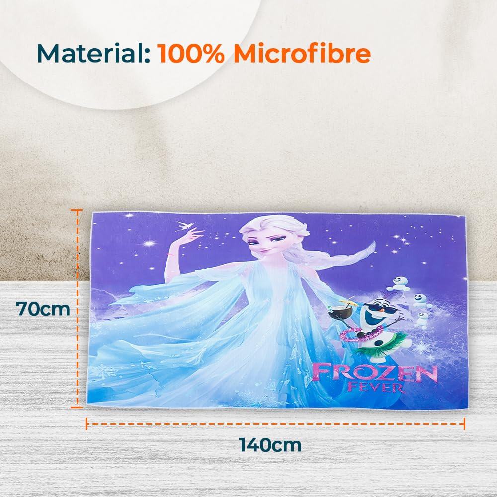 Kuber Industries Disney Frozen Microfiber Soft Kids Bath Towel (Sky Blue)