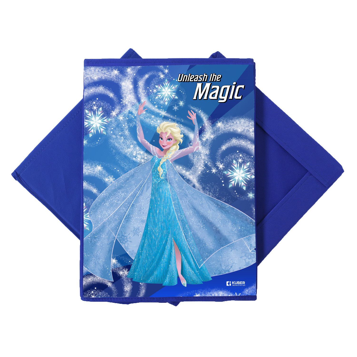 Kuber Industries Disney Frozen Print Foldable Laundry Basket|Clothes Hamper|Storage Basket For Toys,Books With Handle & Lid,60 Ltr.(Blue)