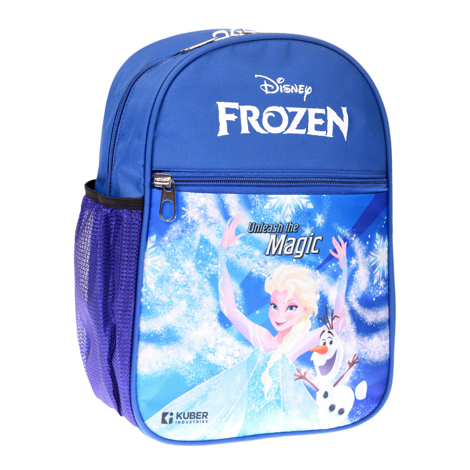 Kuber Industries Disney Frozen School Bag|2 Compartment Rexine School Bagpack|School Bag for Kids|School Bags for Girls with Zipper Closure|Small Size (Blue)