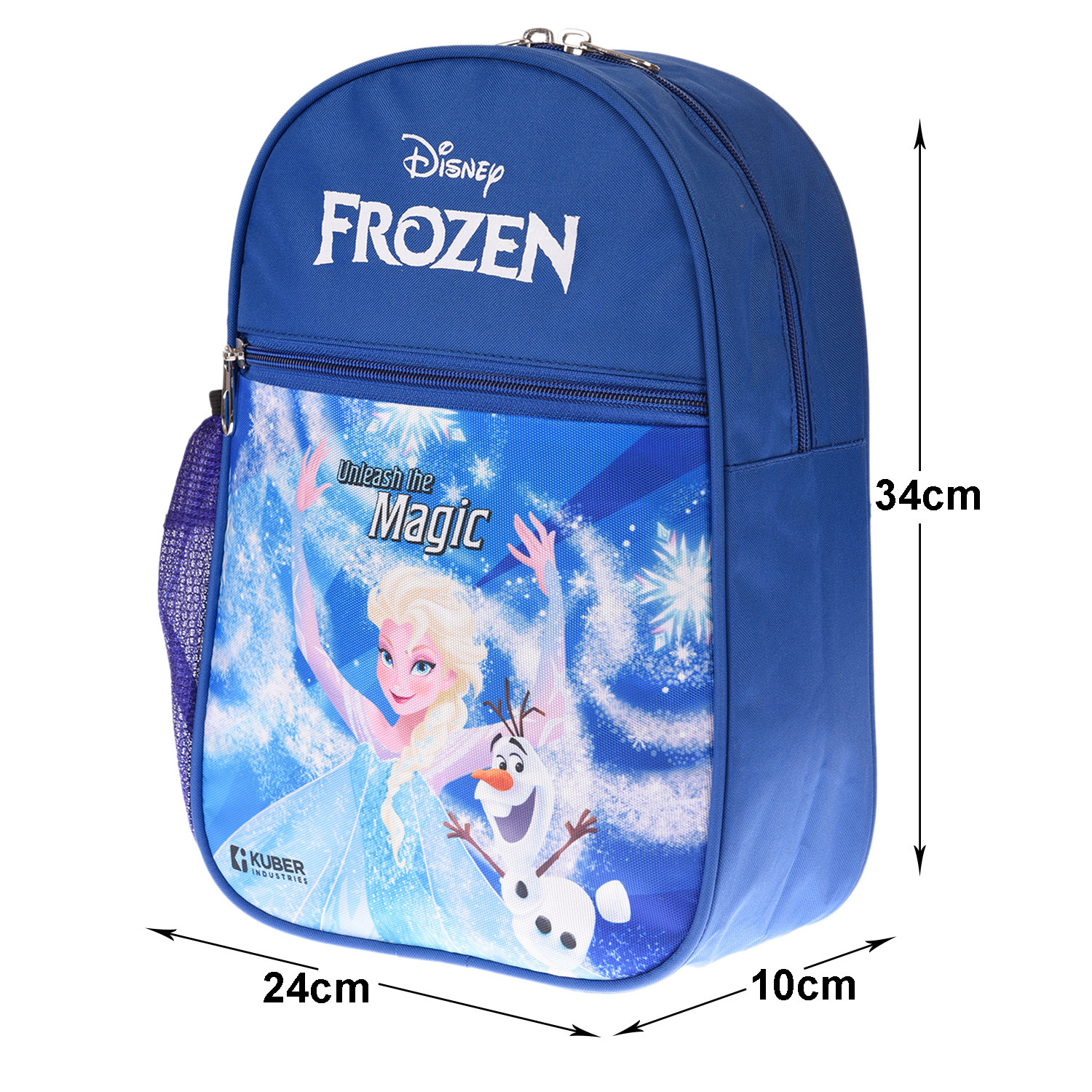 Kuber Industries Disney Frozen School Bag|2 Compartment Rexine School Bagpack|School Bag for Kids|School Bags for Girls with Zipper Closure|Small Size (Blue)