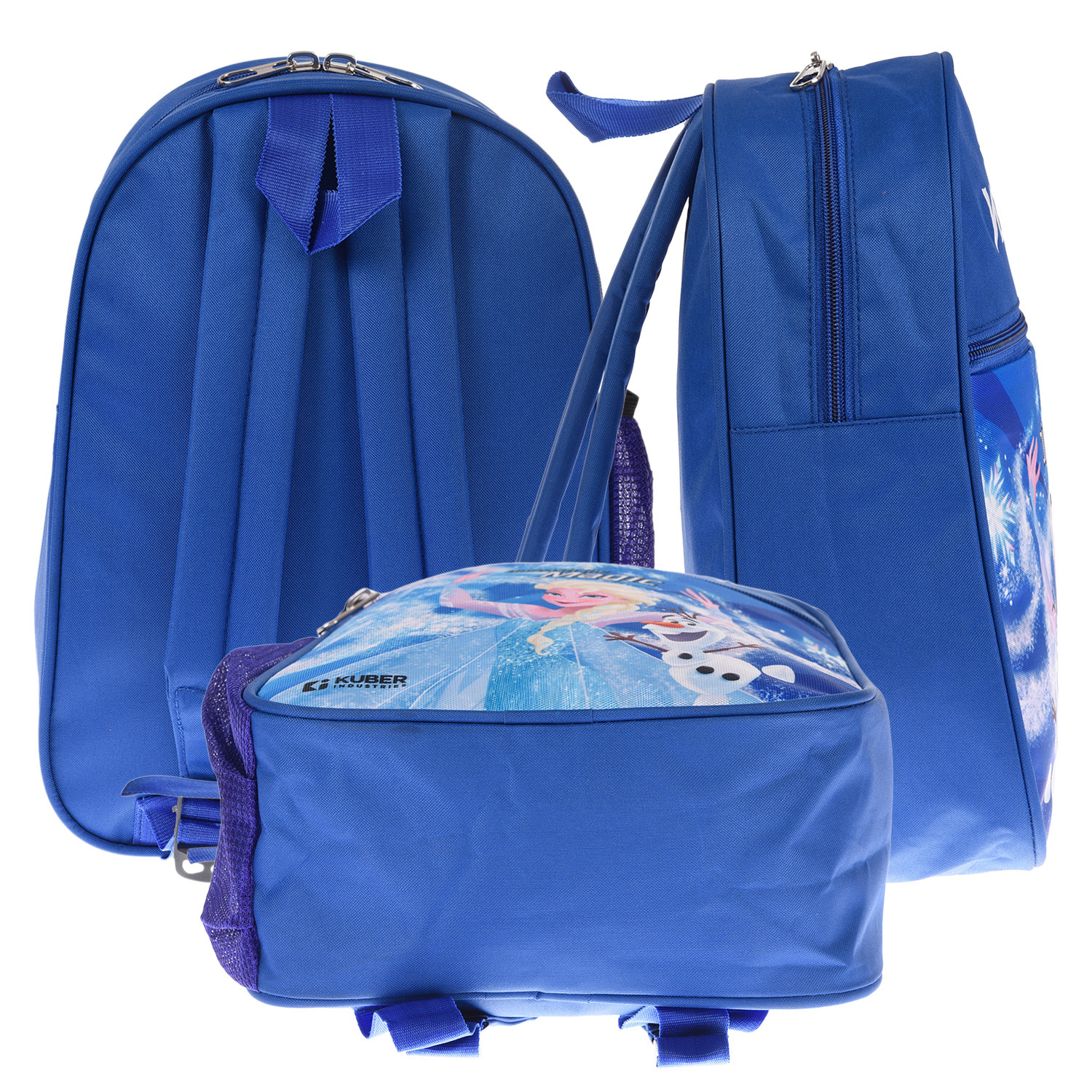 Kuber Industries Disney Frozen School Bag|2 Compartment Rexine School Bagpack|School Bag for Kids|School Bags for Girls with Zipper Closure|Small Size (Blue)