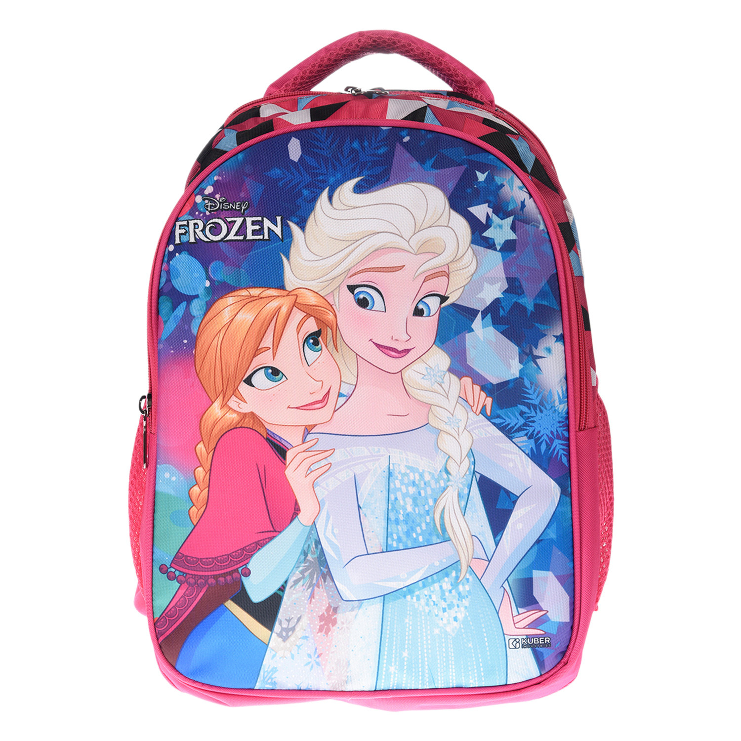 Kuber Industries Disney Frozen School Bag|3 Compartment Rexine School Bagpack|School Bag for Kids|School Bags for Girls with Zipper Closure (Pink)
