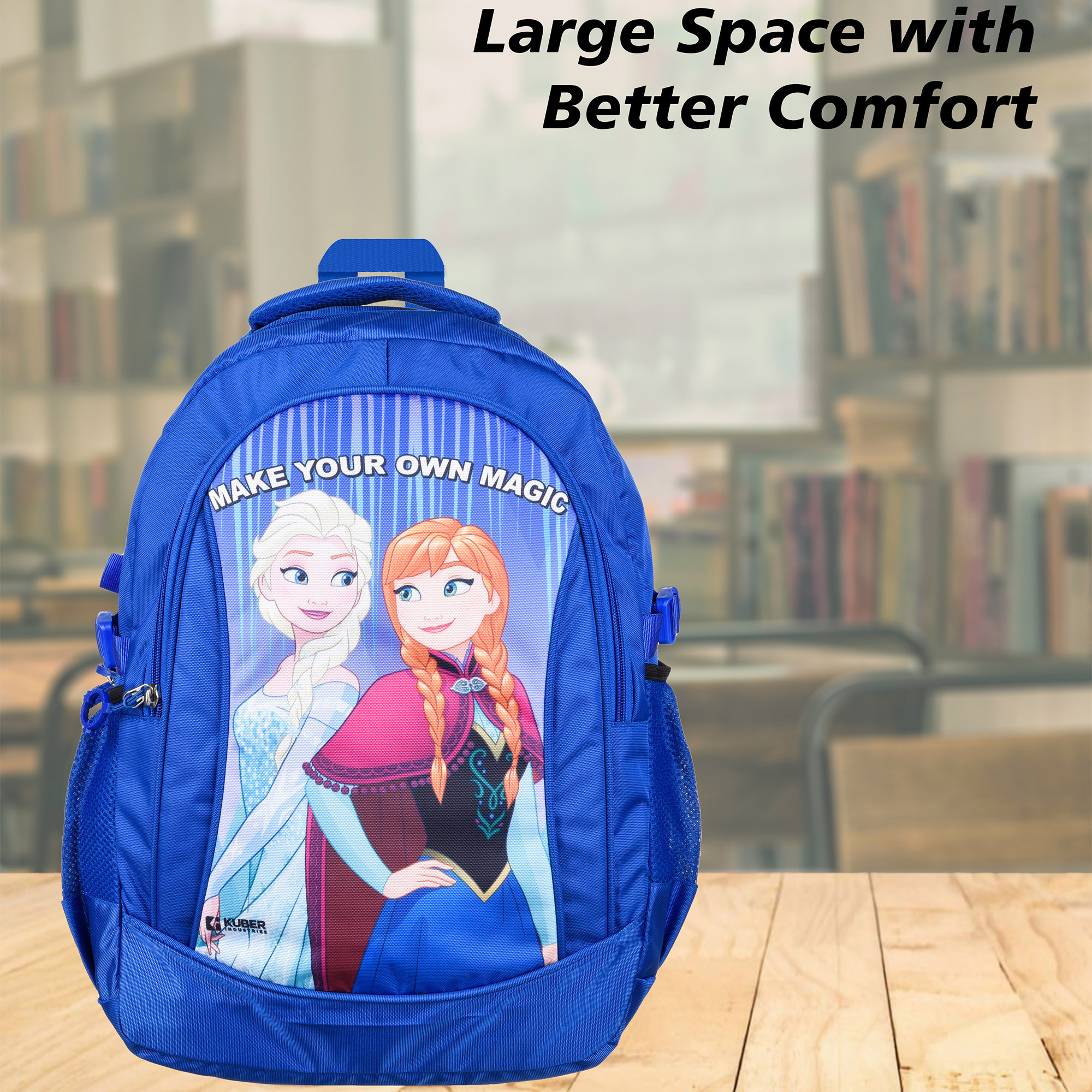 Kuber Industries Disney Frozen School Bags  Kids School Bags  Student Bookbag  Travel Backpack  School Bag for Girls  Boys  School Bag with 3 Compartments  Blue