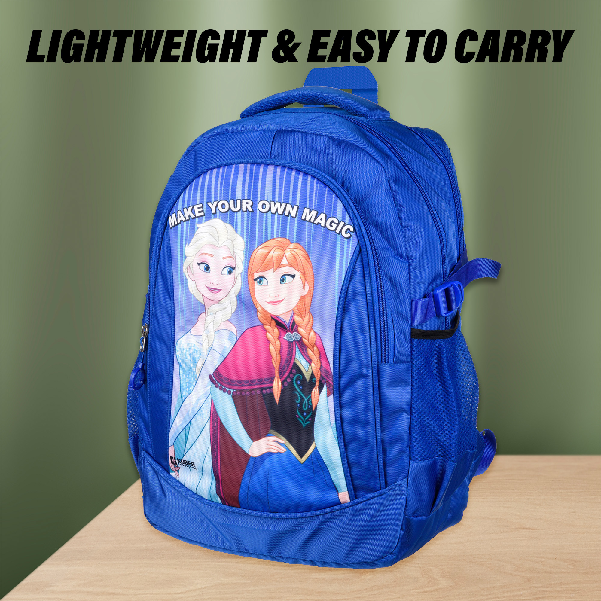 Kuber Industries Disney Frozen School Bags  Kids School Bags  Student Bookbag  Travel Backpack  School Bag for Girls  Boys  School Bag with 3 Compartments  Blue