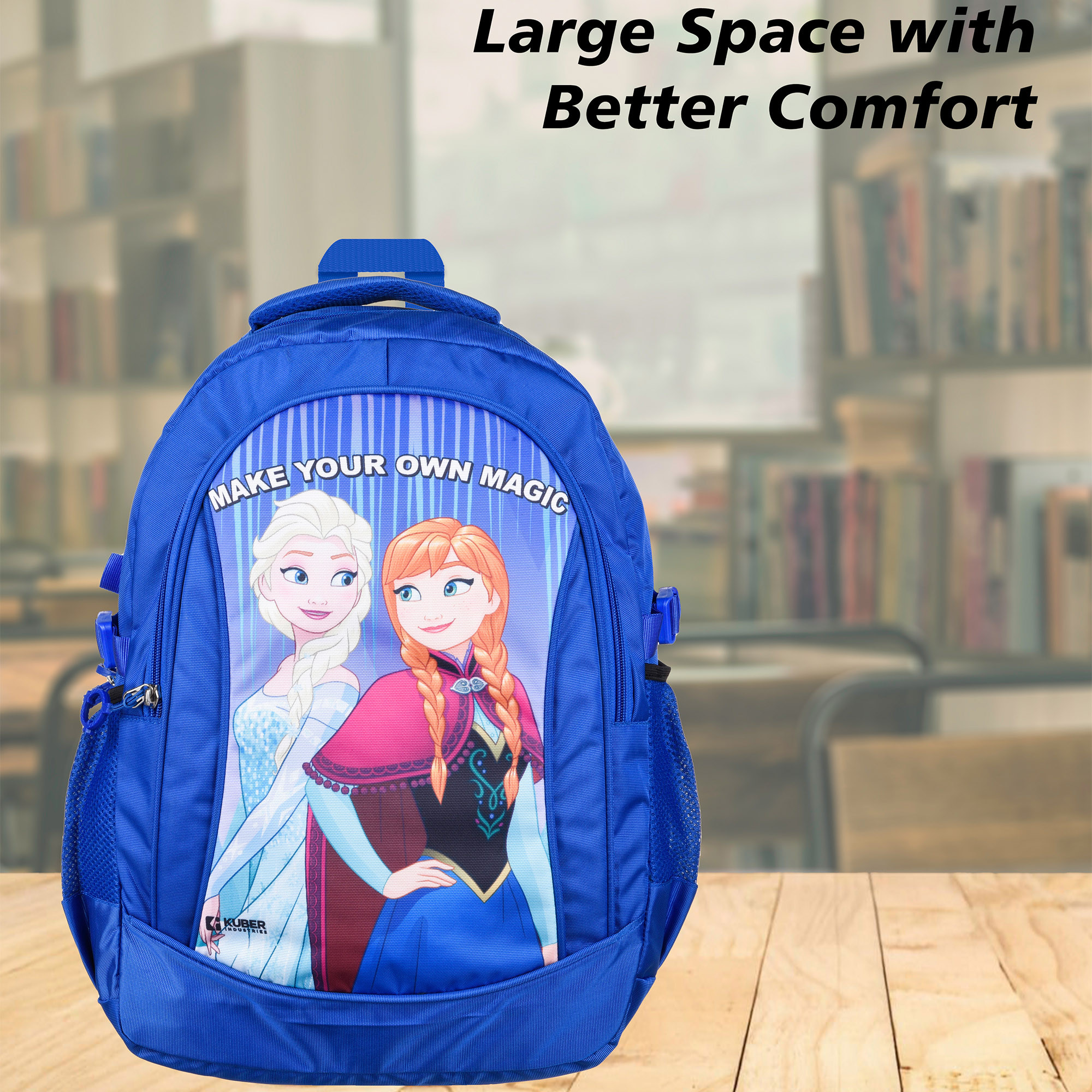 Kuber Industries Disney Frozen School Bags | Kids School Bags | Student Bookbag | Travel Backpack | School Bag for Girls & Boys | School Bag with 3 Compartments | Blue