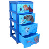 Kuber Industries Disney Frozen Storage Drawer Rack | Plastic Modular Drawer Rack for office | Storage Rack with Wheels for School | Storage Rack for Toys | Rack for Home | 4-Tier | Blue