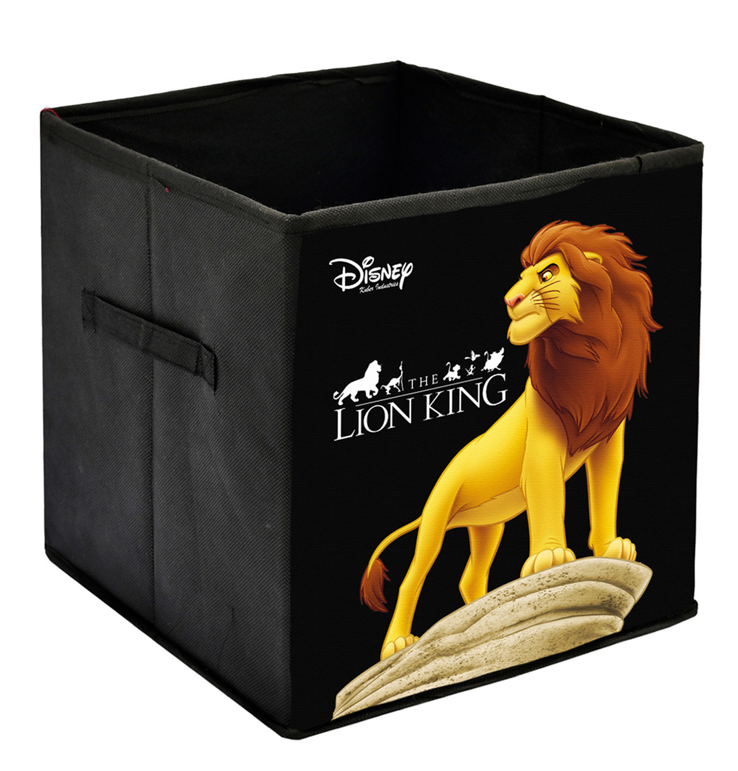 Kuber Industries Disney Lion King Print Non Woven Fabric Foldable Large Size Cloth Storage Box Toy,Books Wardrobe Organiser Cube With Handle (Black)