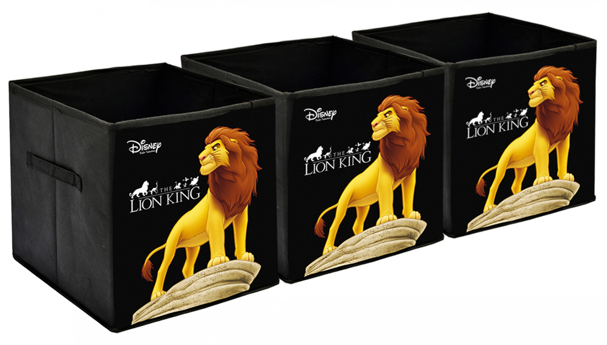 Kuber Industries Disney Lion King Print Non Woven Fabric Foldable Large Size Cloth Storage Box Toy,Books Wardrobe Organiser Cube With Handle (Black)