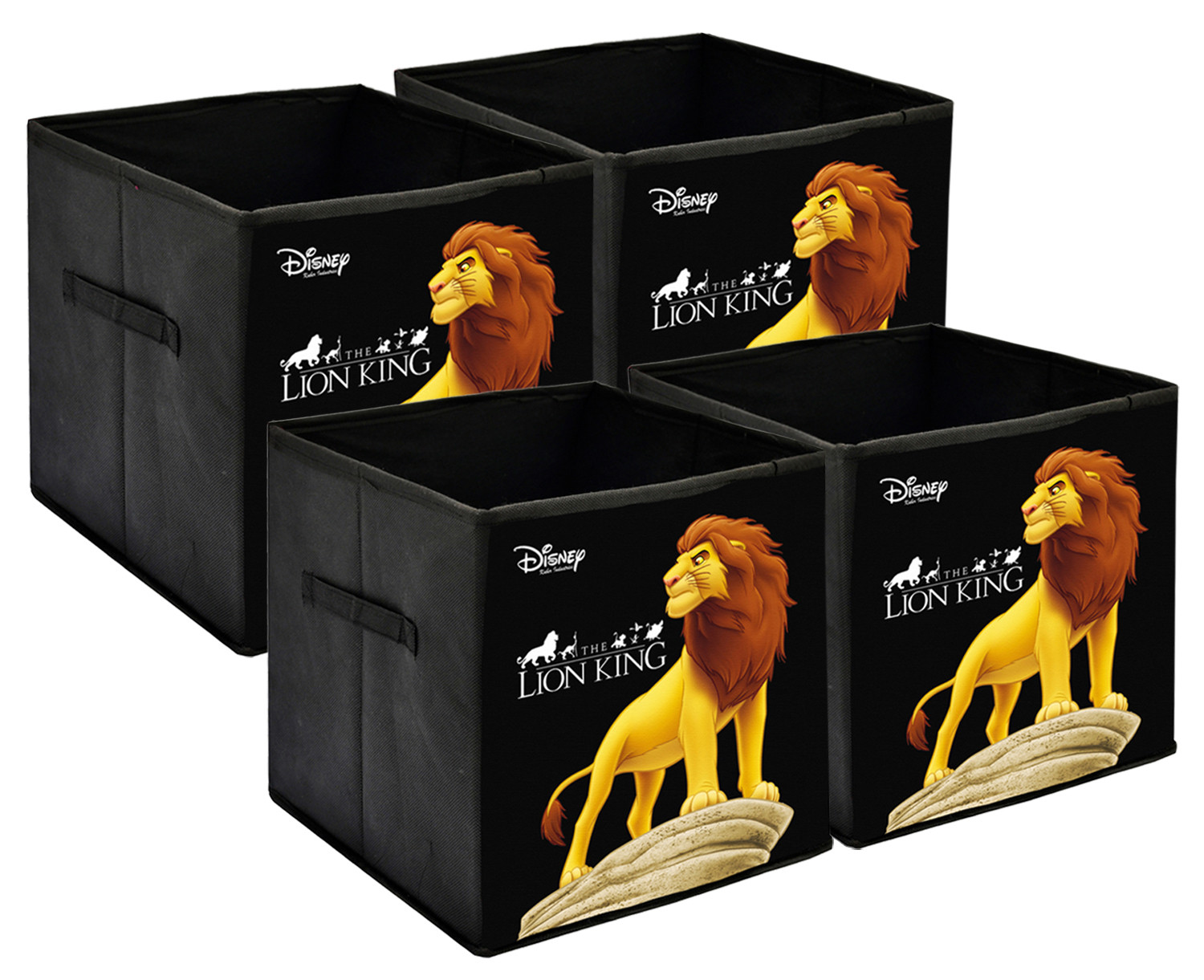 Kuber Industries Disney Lion King Print Non Woven Fabric Foldable Large Size Cloth Storage Box Toy,Books Wardrobe Organiser Cube With Handle (Black)