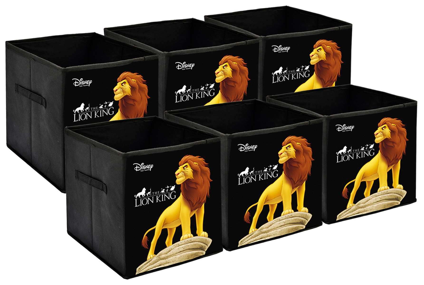 Kuber Industries Disney Lion King Print Non Woven Fabric Foldable Large Size Cloth Storage Box Toy,Books Wardrobe Organiser Cube With Handle (Black)