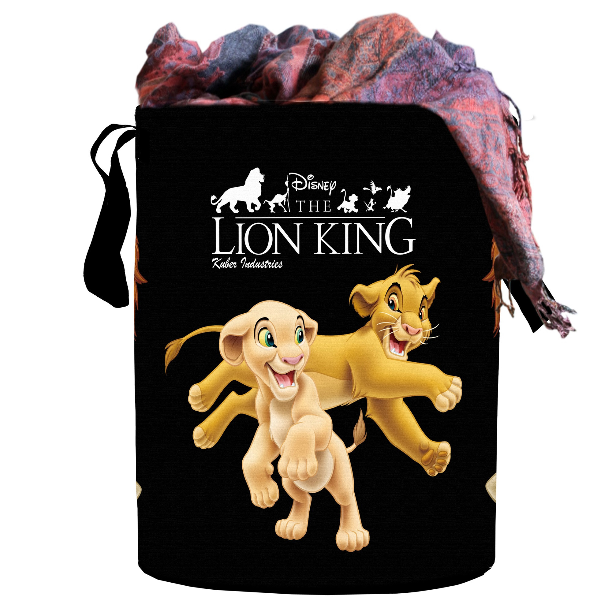 Kuber Industries Disney Lion King Print Non Woven Fabric Foldable Laundry Basket , Toy Storage Basket, Cloth Storage Basket With Handles,45 Ltr (Black)