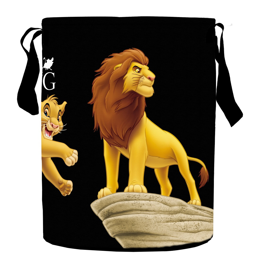Kuber Industries Disney Lion King Print Non Woven Fabric Foldable Laundry Basket , Toy Storage Basket, Cloth Storage Basket With Handles,45 Ltr (Black)