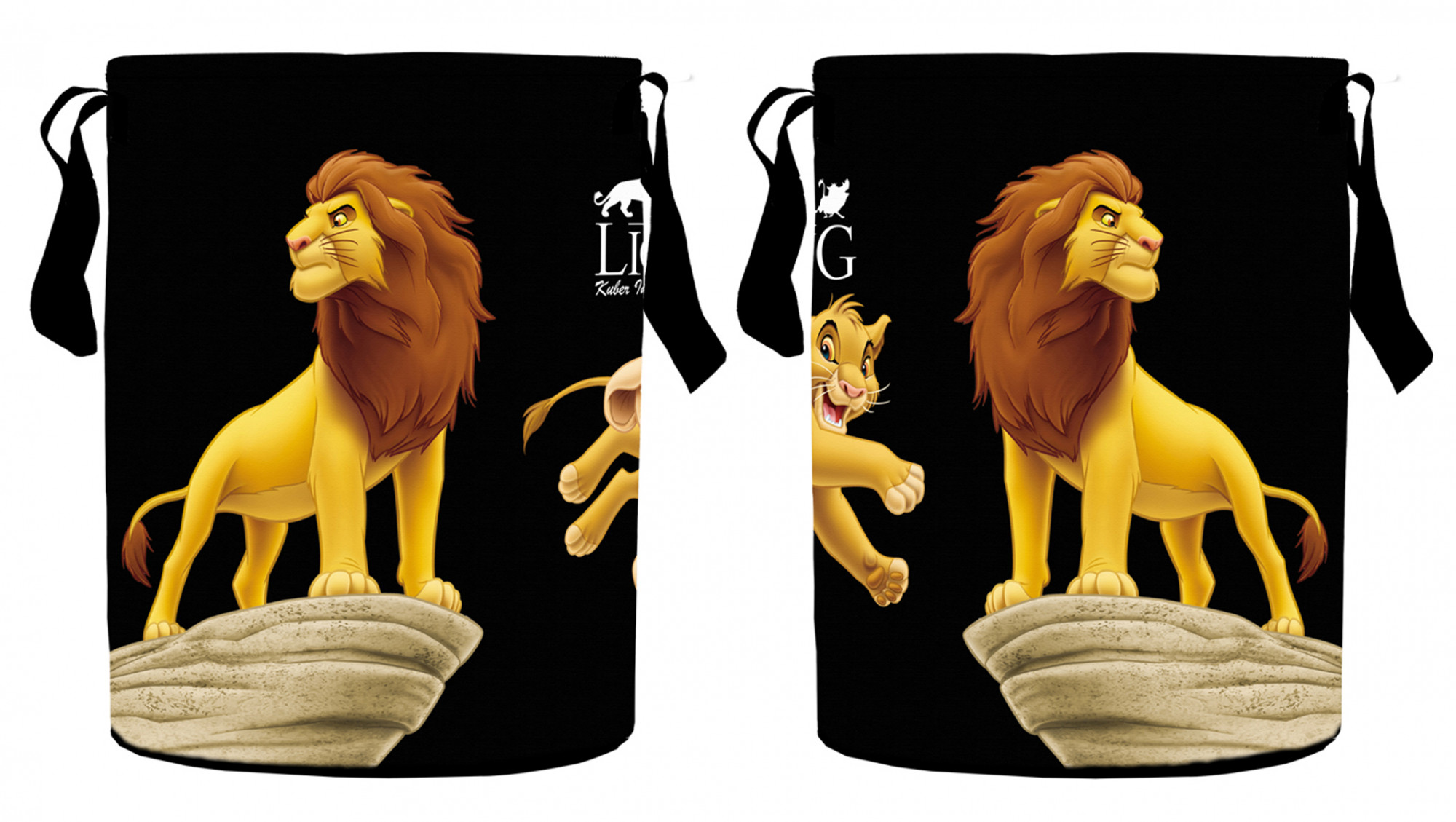 Kuber Industries Disney Lion King Print Non Woven Fabric Foldable Laundry Basket , Toy Storage Basket, Cloth Storage Basket With Handles,45 Ltr (Black)