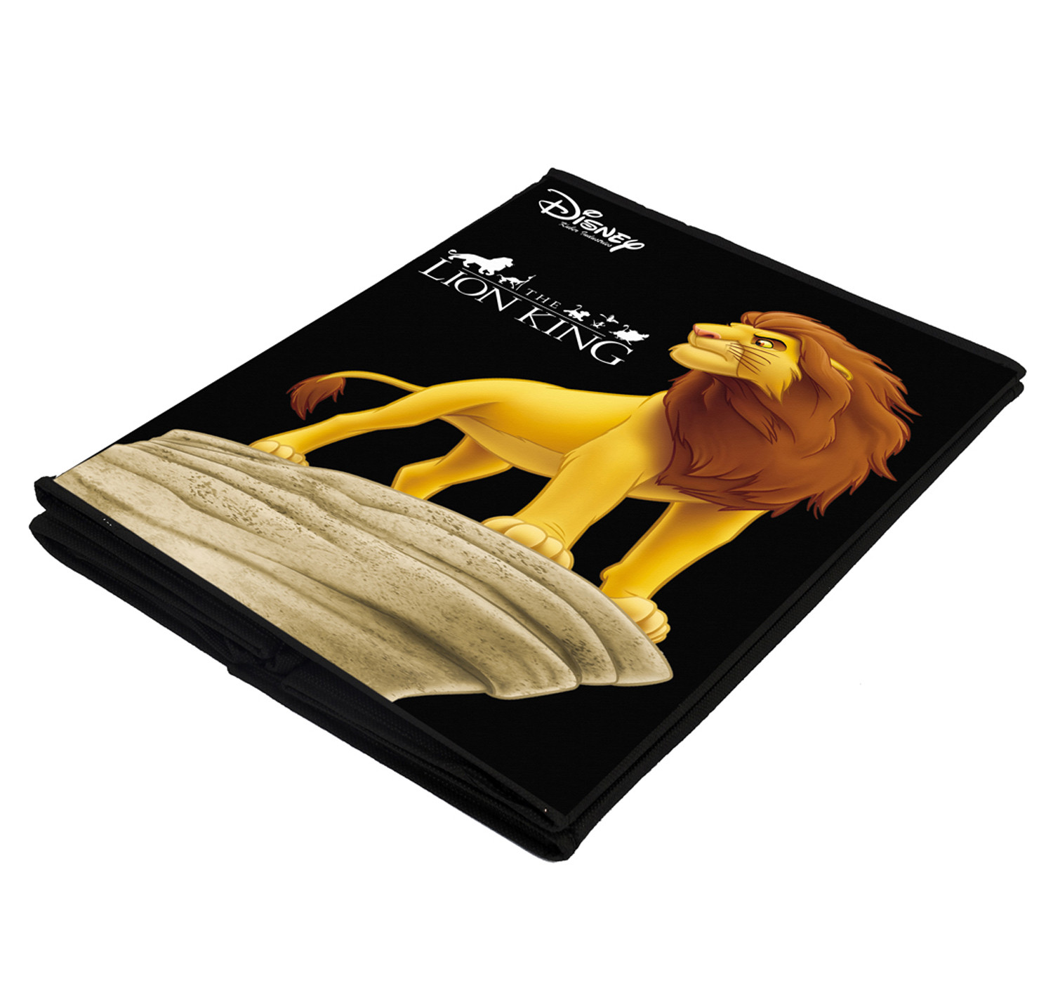 Kuber Industries Disney Lion King Print Non Woven Fabric Foldable Laundry Organiser With Handles (Black)