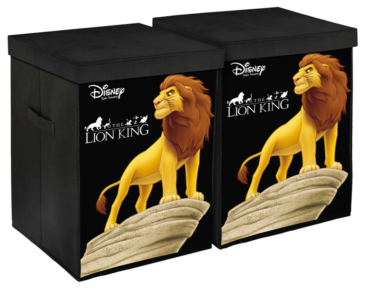 Kuber Industries Disney Lion King Print Non Woven Fabric Foldable Laundry Organiser With Lid & Handles (Black)