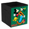 Kuber Industries Disney Mickey &amp; Goofy Print Durable &amp; Collapsible Square Storage Box|Clothes Organizer With Handle, (Black)