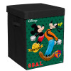Kuber Industries Disney Mickey &amp; Goofy Print Foldable Laundry Basket|Clothes Storage Basket With Handle &amp; Lid,60 Ltr.(Black)