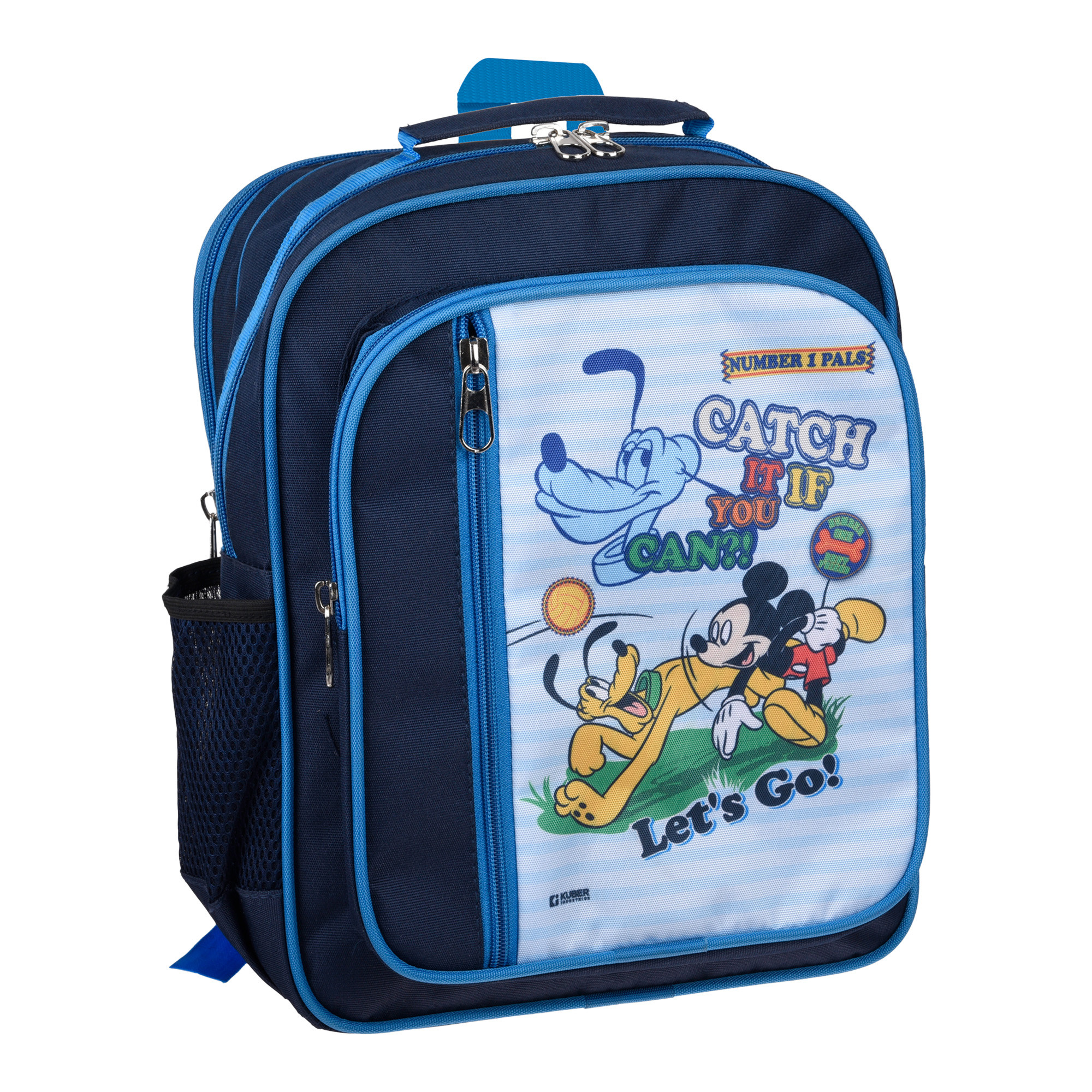 Kuber Industries Disney Mickey Catch It School Bag | Kids School Bags | Student Bookbag | Spacious School Bag | School Bag for Girls & Boys | School Backpack for Kids | 4 Compartments School Bag | Navy Blue