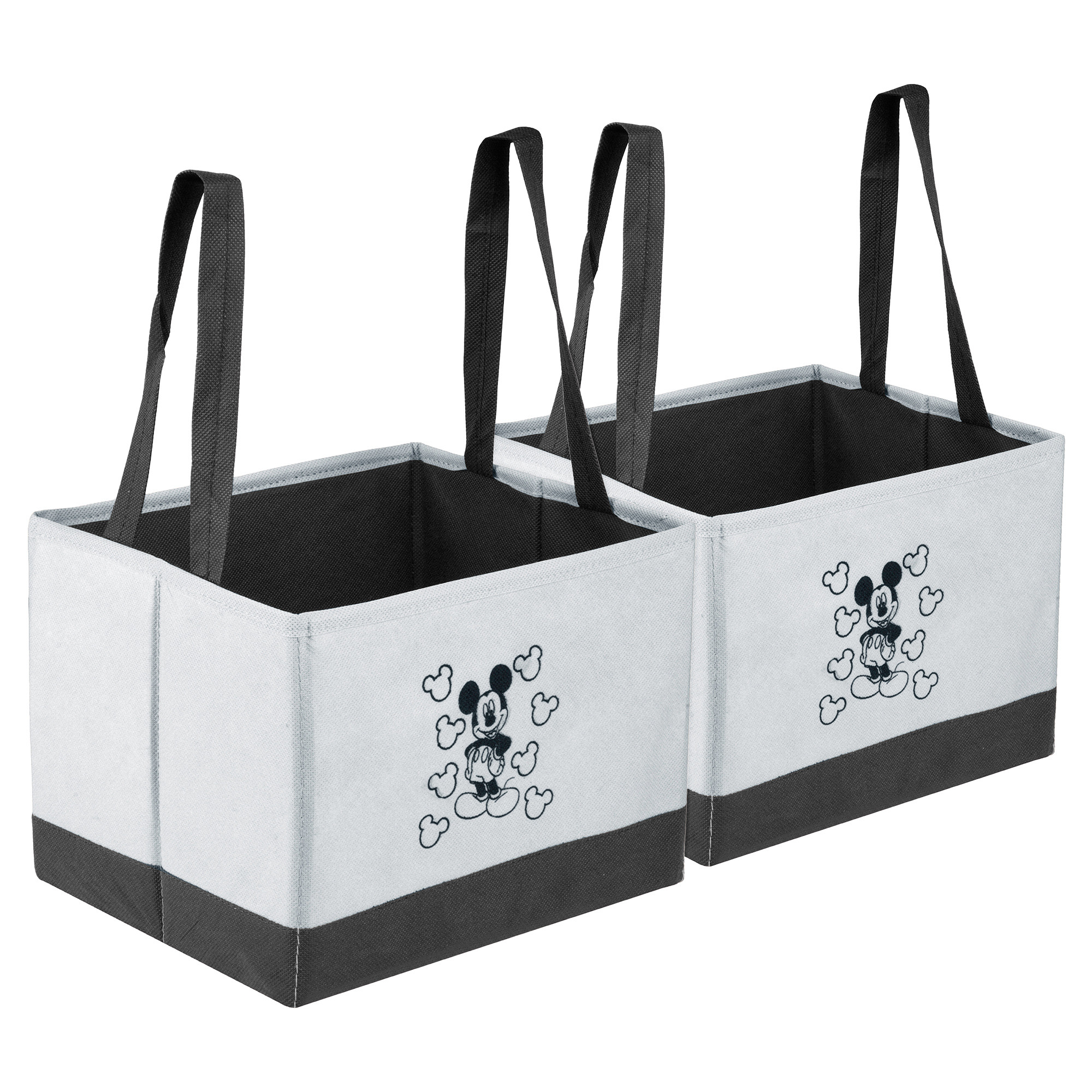 Kuber Industries Disney Mickey Drawer Storage Box | Storage Box for Clothes | Wardrobe Organizer for Books | Closet Box with Handle | Clothes Drawer Organizer | Small | Gray & Black