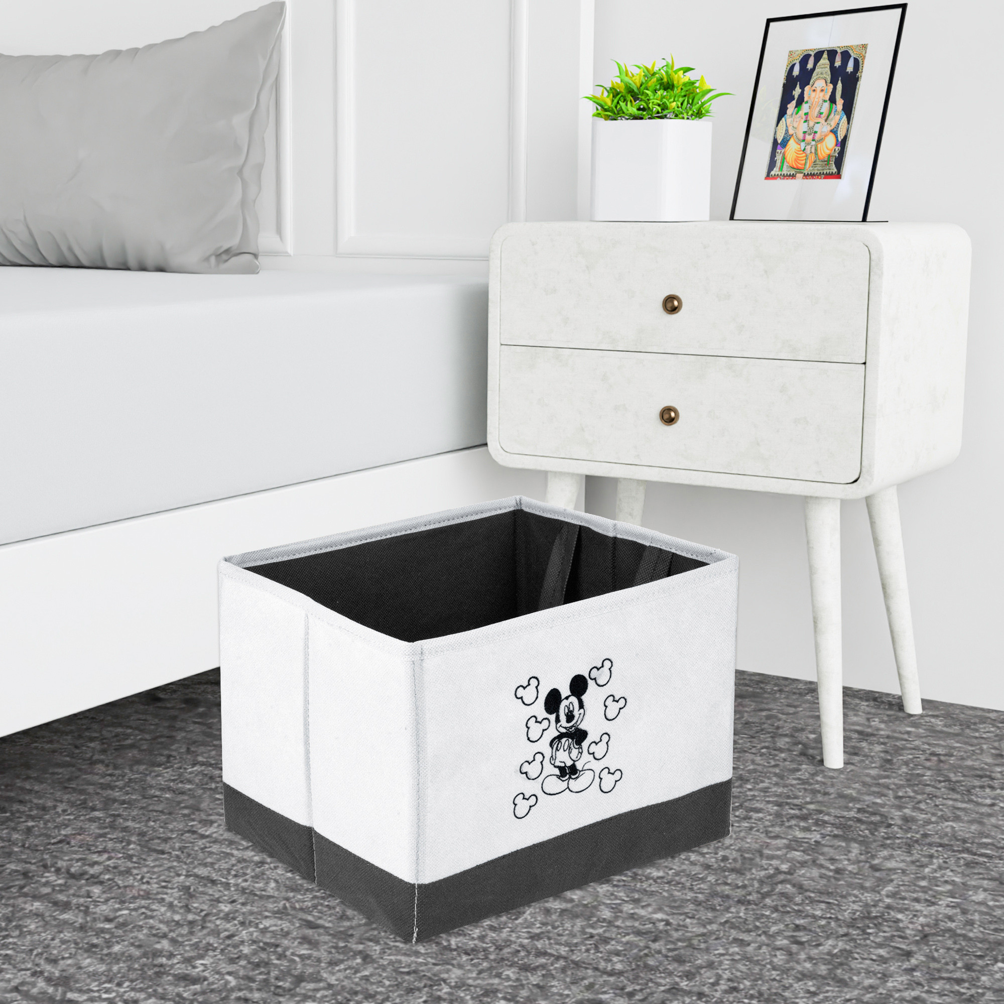 Kuber Industries Disney Mickey Drawer Storage Box | Storage Box for Clothes | Wardrobe Organizer for Books | Closet Box with Handle | Clothes Drawer Organizer | Small | Pack of 5 | Multi