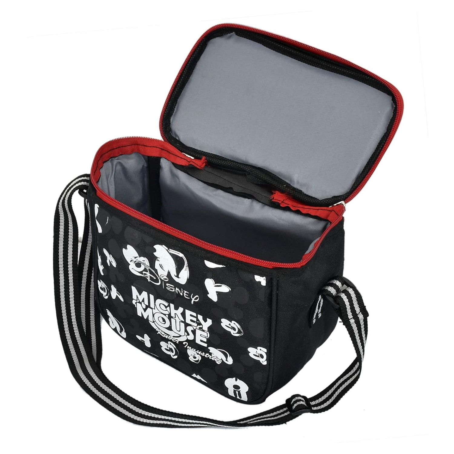 Kuber Industries Disney Mickey Lunch Bag  Lunch Bag for Office  Lunch Bag for College  Reusable Lunch Bag  Lunch Bag for Adults  Front Pocket Lunch Bag  Black