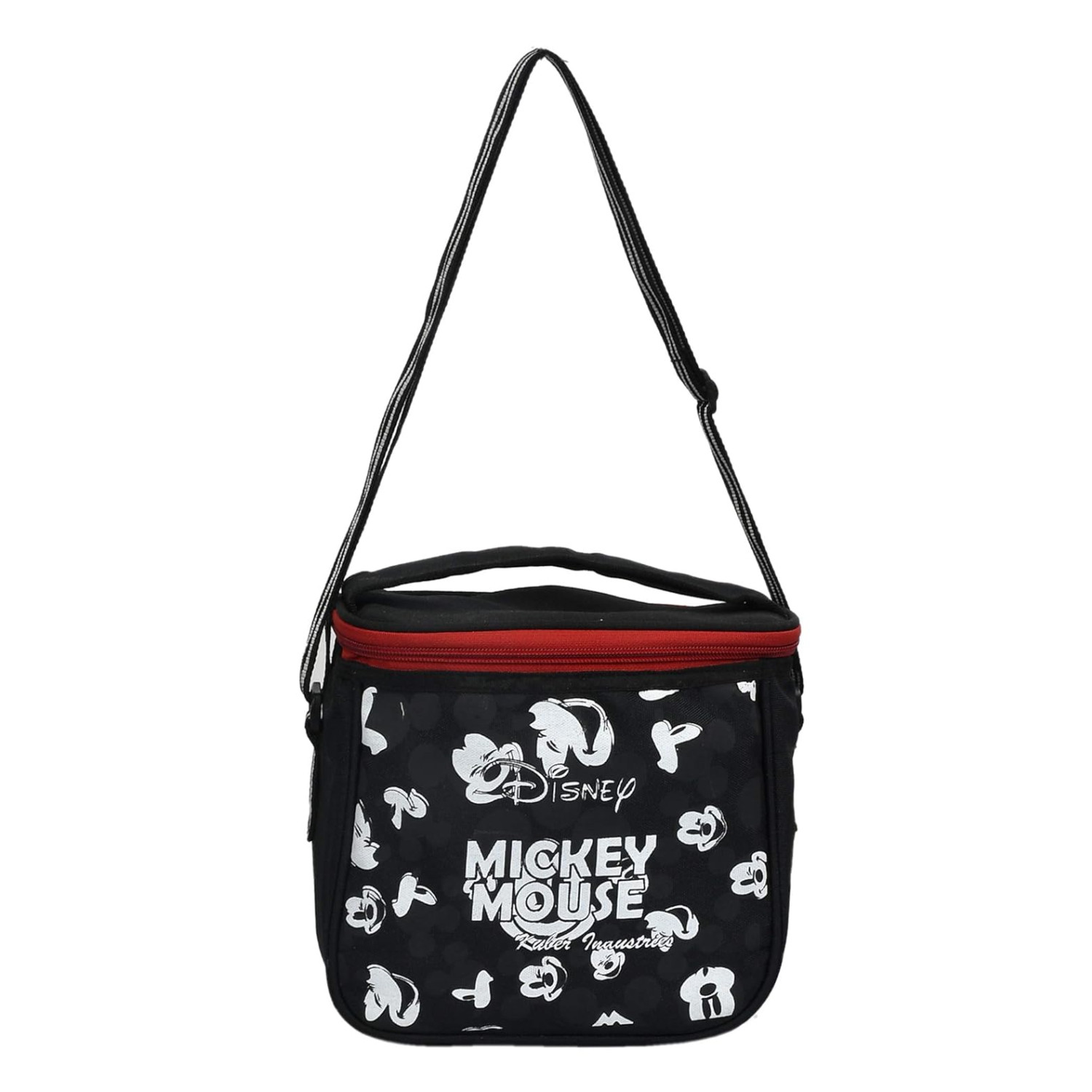 Kuber Industries Disney Mickey Lunch Bag  Lunch Bag for Office  Lunch Bag for College  Reusable Lunch Bag  Lunch Bag for Adults  Front Pocket Lunch Bag  Black