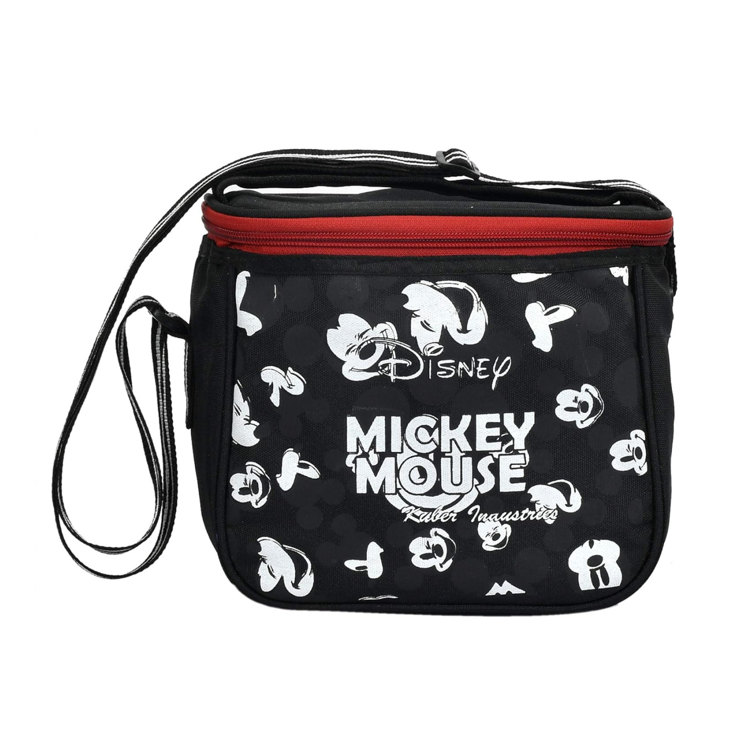 Kuber Industries Disney Mickey Lunch Bag | Lunch Bag for Office | Lunch Bag for College | Reusable Lunch Bag | Lunch Bag for Adults | Front Pocket Lunch Bag | Black