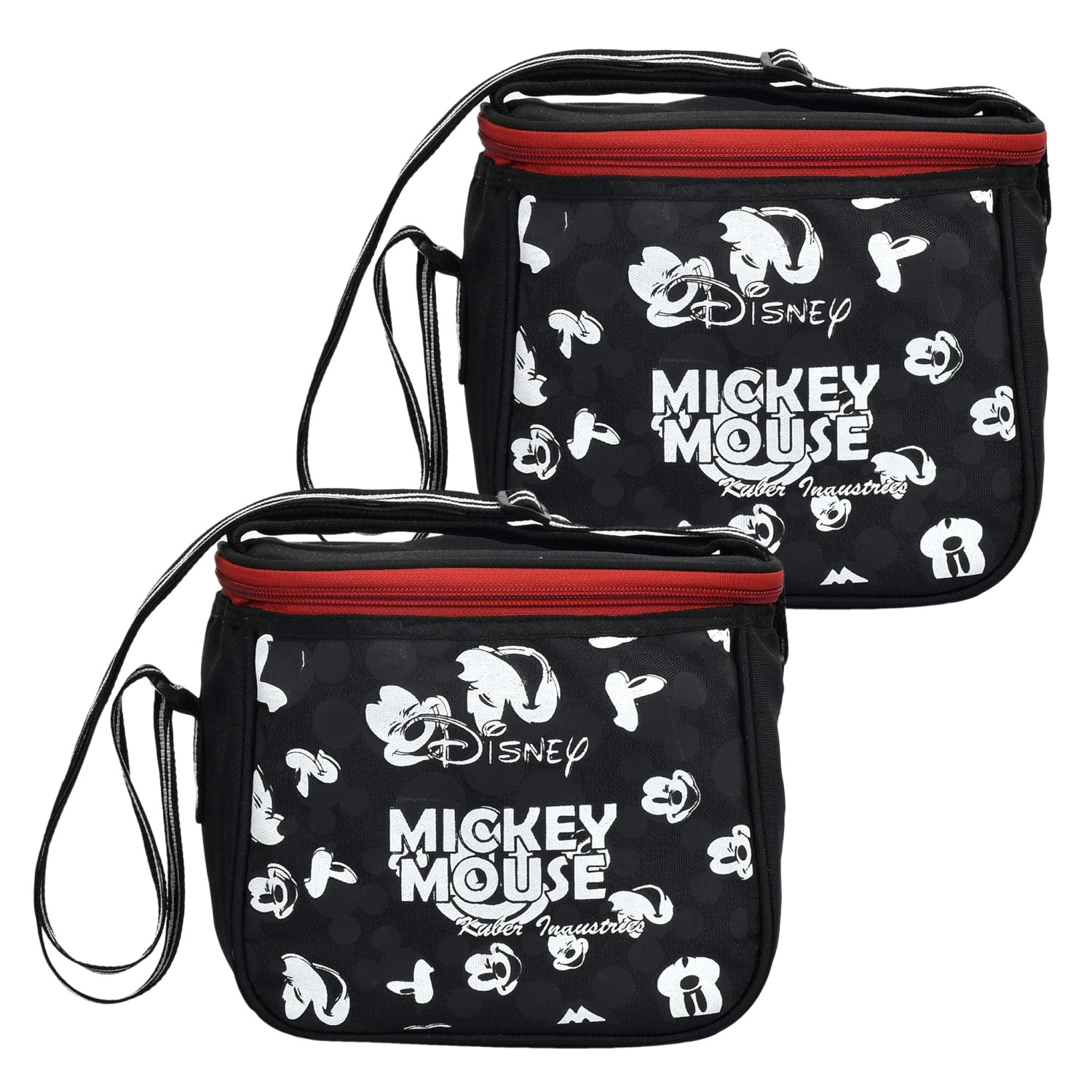 Kuber Industries Disney Mickey Lunch Bag  Lunch Bag for Office  Lunch Bag for College  Reusable Lunch Bag  Lunch Bag for Adults  Front Pocket Lunch Bag  Black
