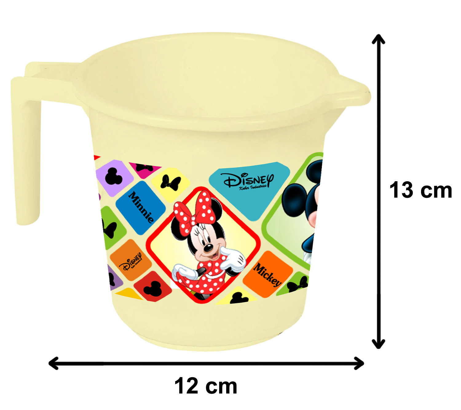 Kuber Industries Disney Mickey Minnie Print 12 Pieces Unbreakable Strong Plastic Bathroom Mug,500 ML (Pink & Cream) -HS_35_KUBMART17655