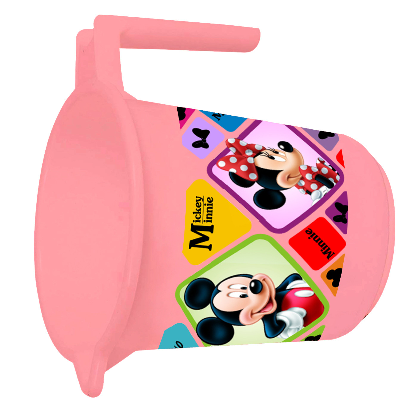 Kuber Industries Disney Mickey Minnie Print 12 Pieces Unbreakable Strong Plastic Bathroom Mug,500 ML (Pink & Cream) -HS_35_KUBMART17655