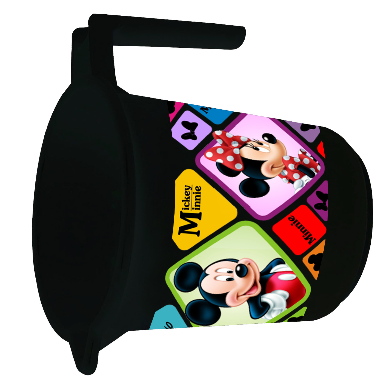 Kuber Industries Disney Mickey Minnie Print 12 Pieces Unbreakable Strong Plastic Bathroom Mug,500 ML (Black & White) -HS_35_KUBMART17673