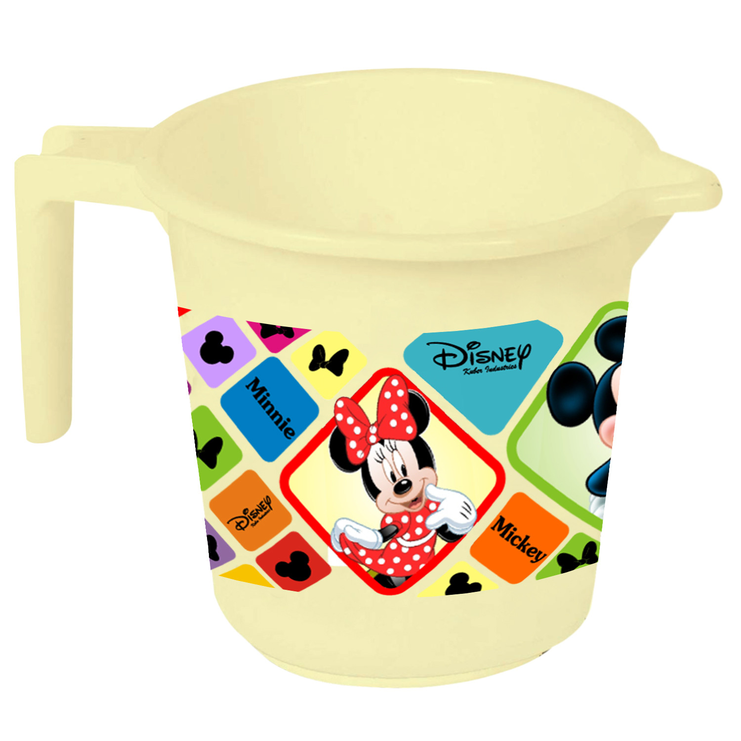 Kuber Industries Disney Mickey Minnie Print 12 Pieces Unbreakable Strong Plastic Bathroom Mug,500 ML (Pink & Cream & White) -HS_35_KUBMART17679