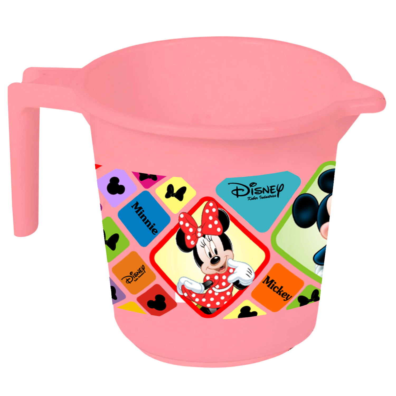 Kuber Industries Disney Mickey Minnie Print 12 Pieces Unbreakable Strong Plastic Bathroom Mug,500 ML (Pink & Cream & Blue & Black) -HS_35_KUBMART17687
