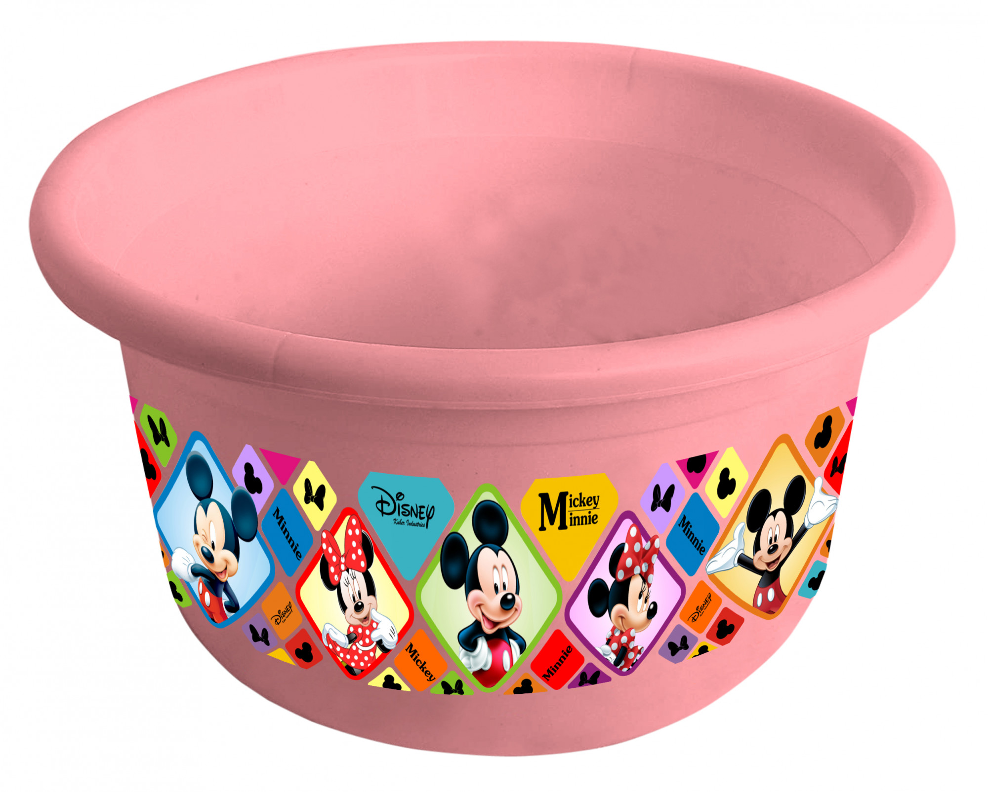 Kuber Industries Disney Mickey Minnie Print 2 Pieces Unbreakable Plastic Multipurpose Bath Tub/Washing Tub 25 Ltr (Pink & Blue) -HS_35_KUBMART17903