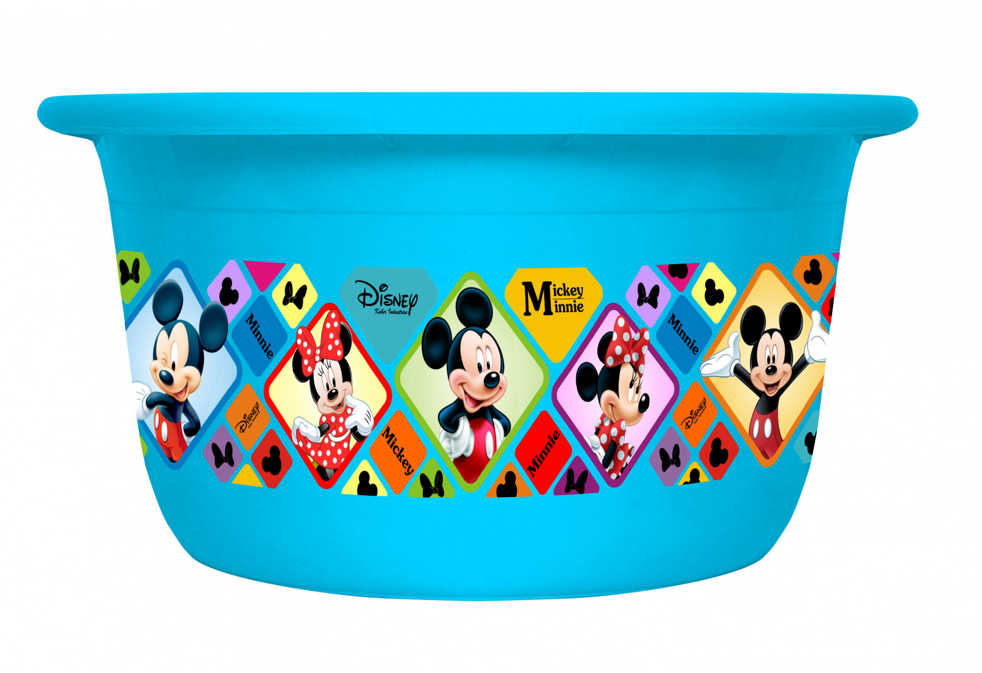 Kuber Industries Disney Mickey Minnie Print 2 Pieces Unbreakable Plastic Multipurpose Bath Tub/Washing Tub 25 Ltr (Cream & Blue) -HS_35_KUBMART17909
