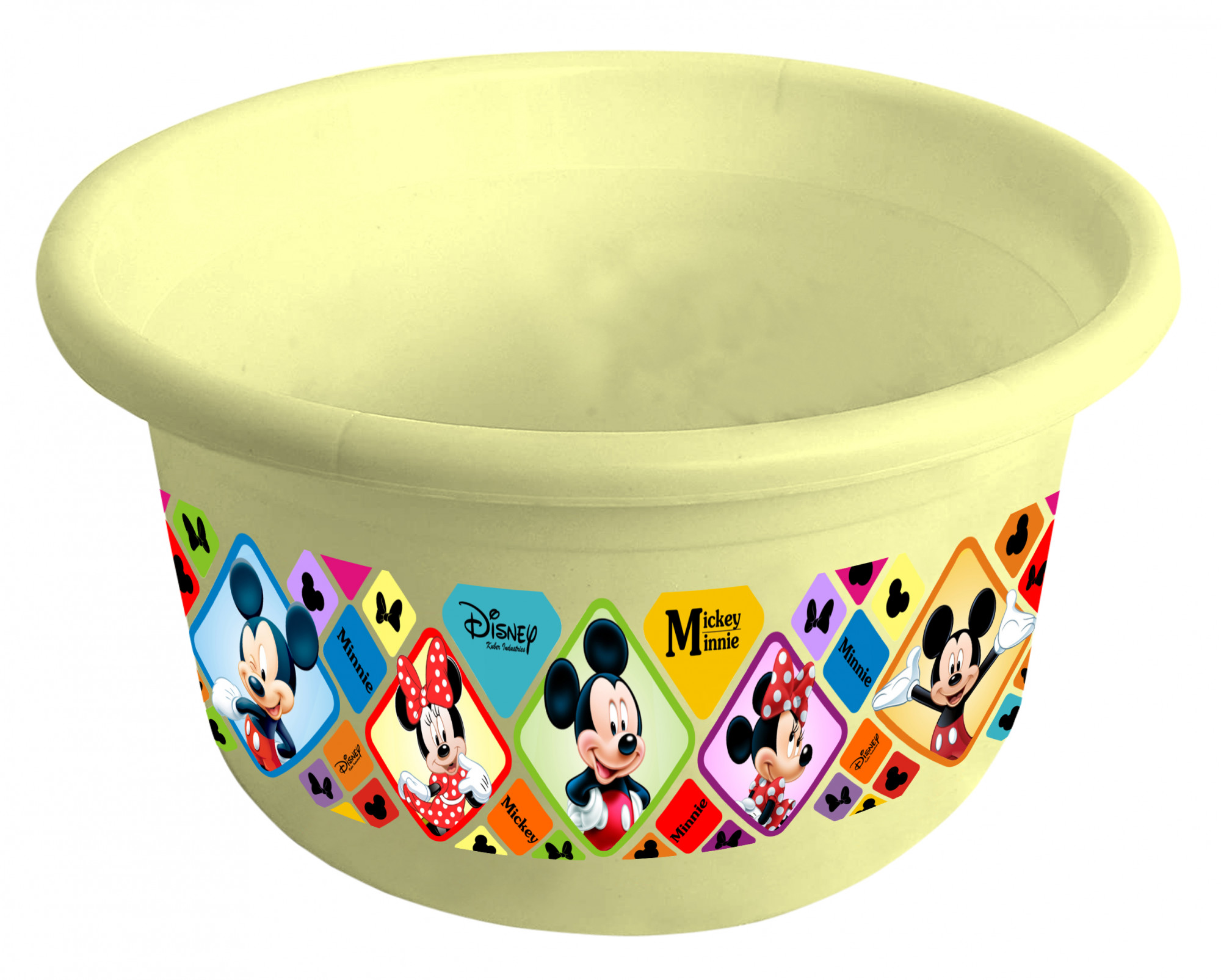 Kuber Industries Disney Mickey Minnie Print 2 Pieces Unbreakable Plastic Multipurpose Bath Tub/Washing Tub 25 Ltr (Cream & Black) -HS_35_KUBMART17911
