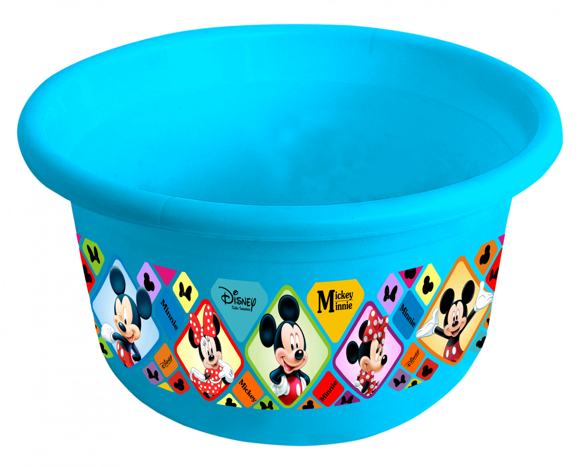 Kuber Industries Disney Mickey Minnie Print 2 Pieces Unbreakable Plastic Multipurpose Bath Tub/Washing Tub 25 Ltr (Blue & Black) -HS_35_KUBMART17915