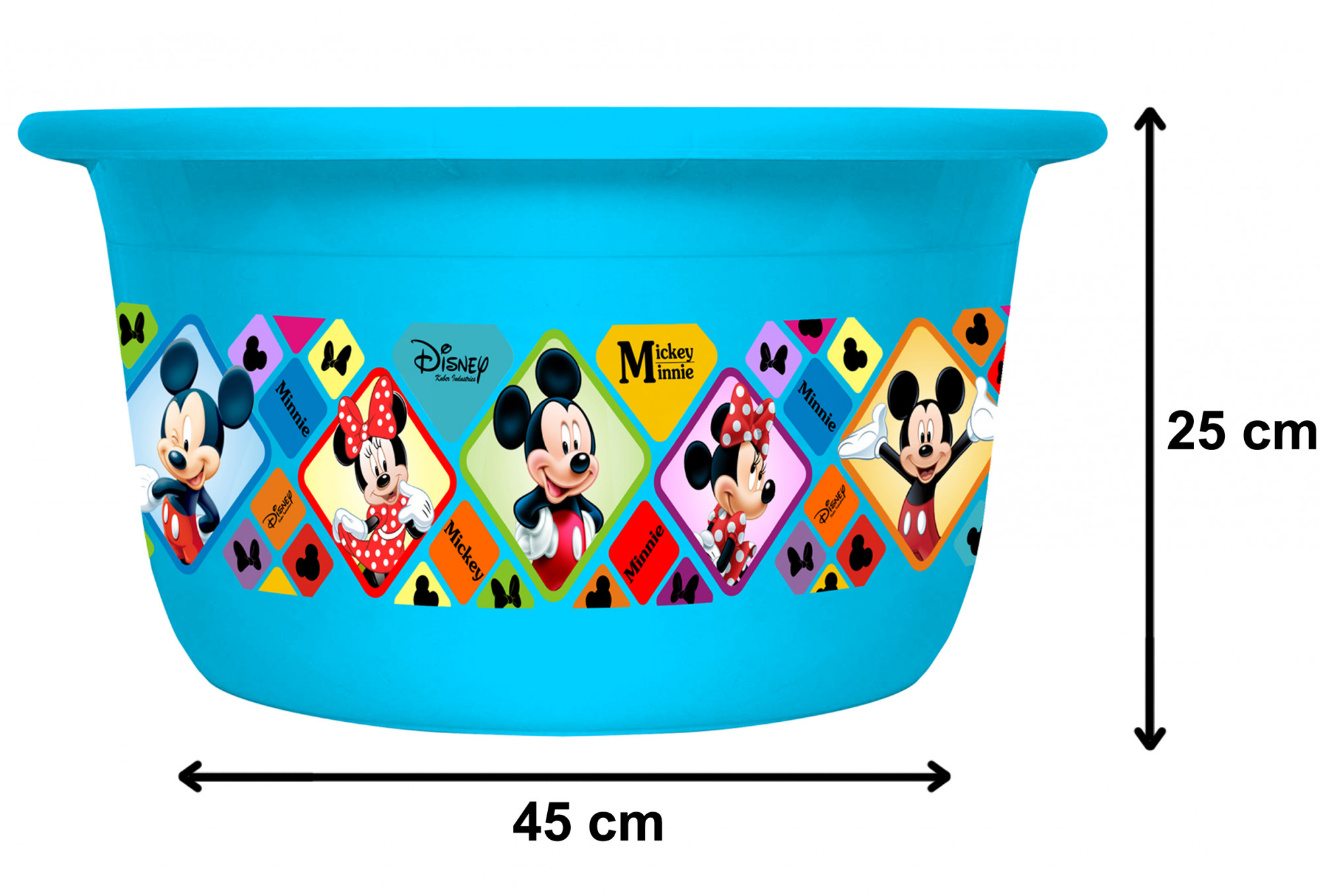 Kuber Industries Disney Mickey Minnie Print 2 Pieces Unbreakable Plastic Multipurpose Bath Tub/Washing Tub 25 Ltr (Blue & Black) -HS_35_KUBMART17915